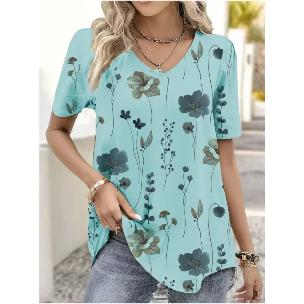 Blusas para mujer con estampado de flores en 3D