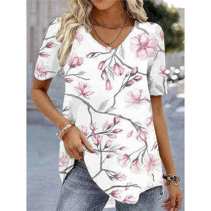 Blusas para mujer con estampado de flores en 3D