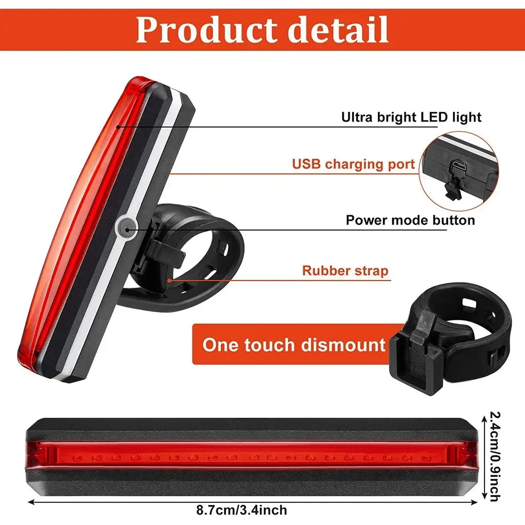 Bike Rear Light Highlight  Waterproof Bicycle USB Rechargeable