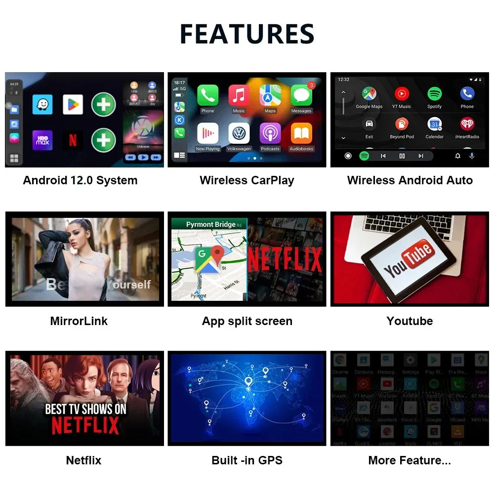 Android 13 CarPlay Smart Ai Box con conexión inalámbrica a Netflix y YouTube