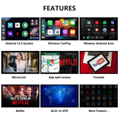 Android 13 CarPlay Smart Ai Box con conexión inalámbrica a Netflix y YouTube