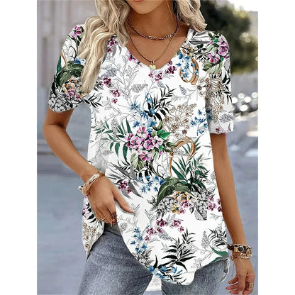 Blusas para mujer con estampado de flores en 3D